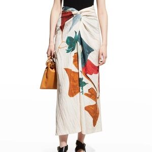 VINCE NWT Wrap Milk Painted Abstract Draped Knot Skirt Small